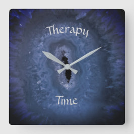 Blue Therapy Time Quadratische Wanduhr