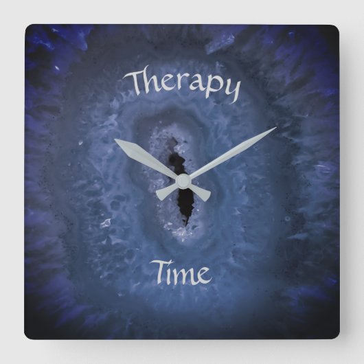 Blue Therapy Time Quadratische Wanduhr (Vorderseite)