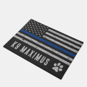 Blue Thin Line - Dog Paw - Police K9 Fußmatte (Schrägansicht)