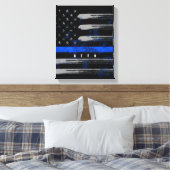 Blue Thin Line Grunge Canvas Print Leinwanddruck (Insitu (Schlafzimmer))