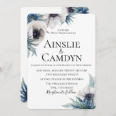 Blue Thistle Anemone Wedding Einladung (Vorne/Hinten)