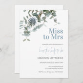 Blue Thistle Botanical Miss an Mrs. Brautparty Einladung (Vorne/Hinten)