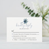 Blue Thistle Botanical Wedding RSVP Card Karte (Stehend Vorderseite)