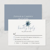 Blue Thistle Botanical Wedding RSVP Card Karte (Vorne/Hinten)