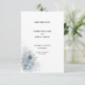 Blue Thistle Botanische Hochzeit Save the Date (Stehend Vorderseite)