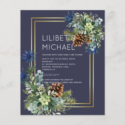 Blue Thistle Eucalyptus Wedding Wonderland Flyer (Vorne)