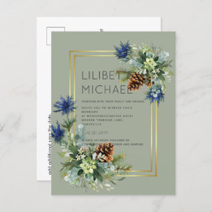 Blue Thistle Eucalyptus Wedding Wonderland Postkarte