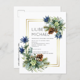 Blue Thistle Eucalyptus Wedding Wonderland Postkarte