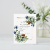 Blue Thistle Eucalyptus Wedding Wonderland Postkarte (Stehend Vorderseite)