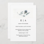 Blue Thistle Floral Watercolor Wedding Einladung (Vorne/Hinten)