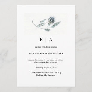 Blue Thistle Floral Watercolor Wedding Einladung