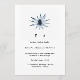 Blue Thistle Floral Watercolor Wedding Einladung