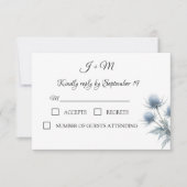 Blue Thistle Scottish Simple Wedding RSVP Karte (Vorderseite)