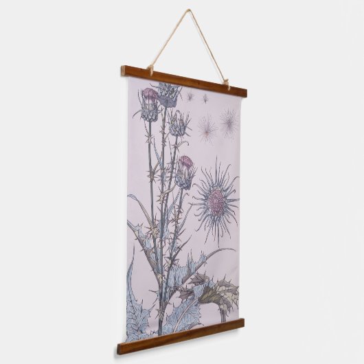 Blue Thistle Wandteppich Mit Holzrahmen (Gewinkelt)