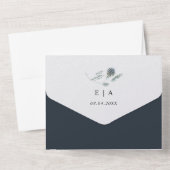 Blue Thistle Watercolor Eucalyptus Wedding All In One Einladung (Rückseite)