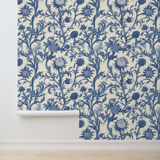 Blue Thistle Wildblume Floral Tapete (Anwendung)