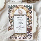 Blue Thistles Vintag Jugendstil Hochzeit Einladung