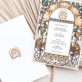 Blue Thistles Vintag Jugendstil Hochzeit Einladung