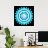 Blue Thousand Petal Lotus Mandala Poster (Heimbüro)