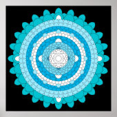 Blue Thousand Petal Lotus Mandala Poster (Vorne)