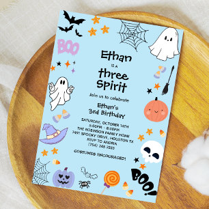 Blue Three Spirit Ghost Halloween 3. Geburtstag Einladung