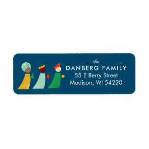 Blue Three Wise Men Christmas Return Address Label