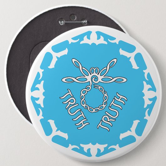 Blue Throat Chakra "Truth" Dragonfly White BG Button (Vorne & Hinten)