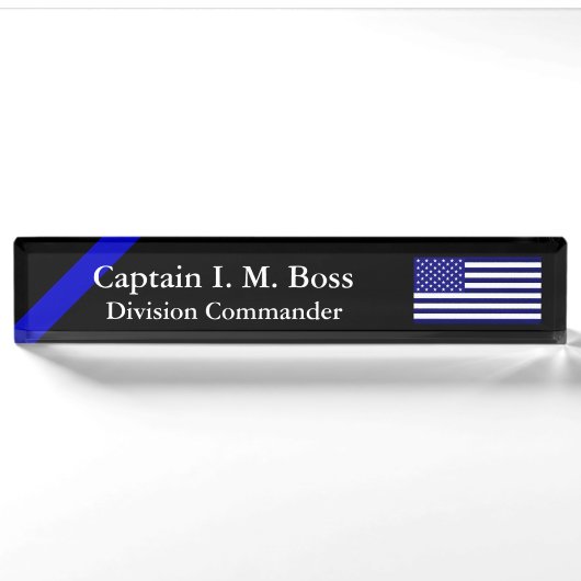 Blue Through and Through - ThBlue Line Flag Namensplakette (Vorderseite)