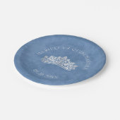 Blue Tiara Crown Elegante Quinceanera Pappteller (Schrägansicht)