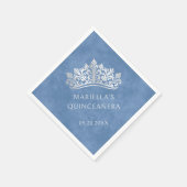 Blue Tiara Crown Elegante Quinceanera Serviette (Ecke)