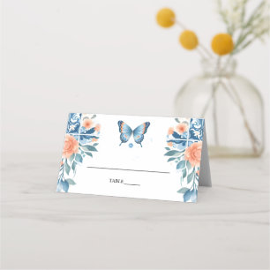 Blue Tiara Family Latina Girly Spanish Quinceanera Platzkarte
