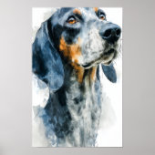 Blue tick coon hound portrait poster (Vorne)