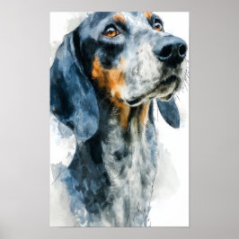 Blue tick coon hound portrait poster