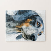 Blue tick coon hound portrait puzzle (Horizontal)
