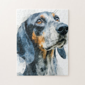 Blue tick coon hound portrait puzzle