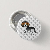 Blue Ticked Beagle Hund Niedlicher Cartoon Zeichne Button (Vorne & Hinten)