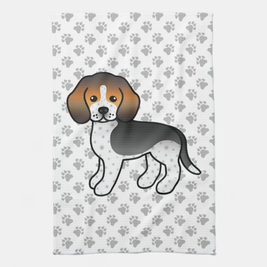 Blue Ticked Beagle Niedlich Cartoon Dog Geschirrtuch (Vertikal)