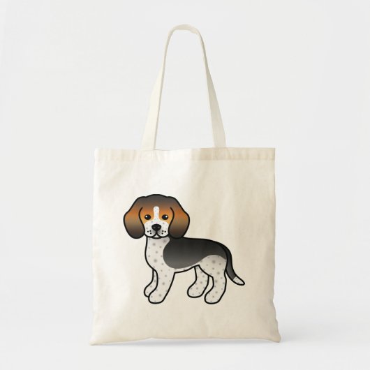 Blue Ticked Beagle Niedlich Cartoon Dog Tragetasche (Vorne)