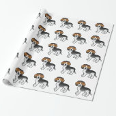 Blue Ticked Cartoon Beagle Hunde Geschenkpapier (Ungerollt)