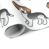 Blue Ticked Cartoon Beagle Hunde Geschenkpapier (Rolleneckpunkt)