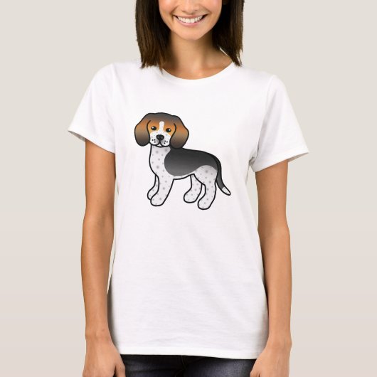 Blue Ticked Niedlich Cartoon Beagle Rasse Hund T-Shirt (Vorderseite)