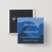 "Blue Tide" - Bridesmaid mit Namen und Datum Button (Vorne & Hinten)