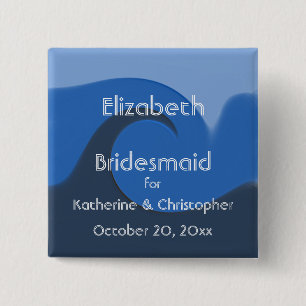 "Blue Tide" - Bridesmaid mit Namen und Datum Button