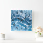 Blue Tie Dye Square Roman Numerals Clock Quadratische Wanduhr (Zuhause)