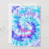Blue Tiedye Kindergeburtstag Einladung (Vorderseite)