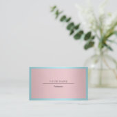 Blue Tiffany Ocean Frame Minimal Pink Metallic Visitenkarte (Stehend Vorderseite)