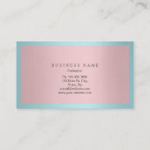 Blue Tiffany Ocean Frame Minimal Pink Metallic Visitenkarte (Rückseite)