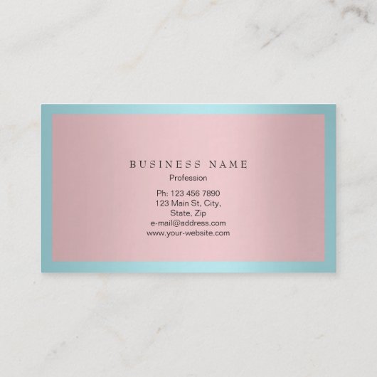 Blue Tiffany Ocean Frame Minimal Pink Metallic Visitenkarte (Rückseite)