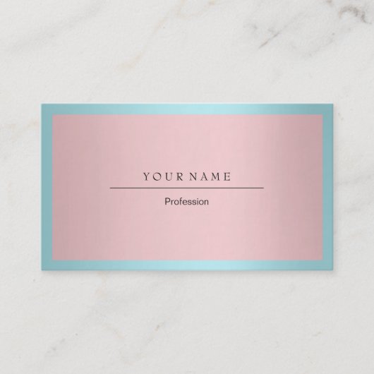 Blue Tiffany Ocean Frame Minimal Pink Metallic Visitenkarte (Vorderseite)