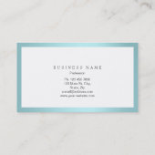 Blue Tiffany Ocean Frame Minimal White Metallic Visitenkarte (Rückseite)